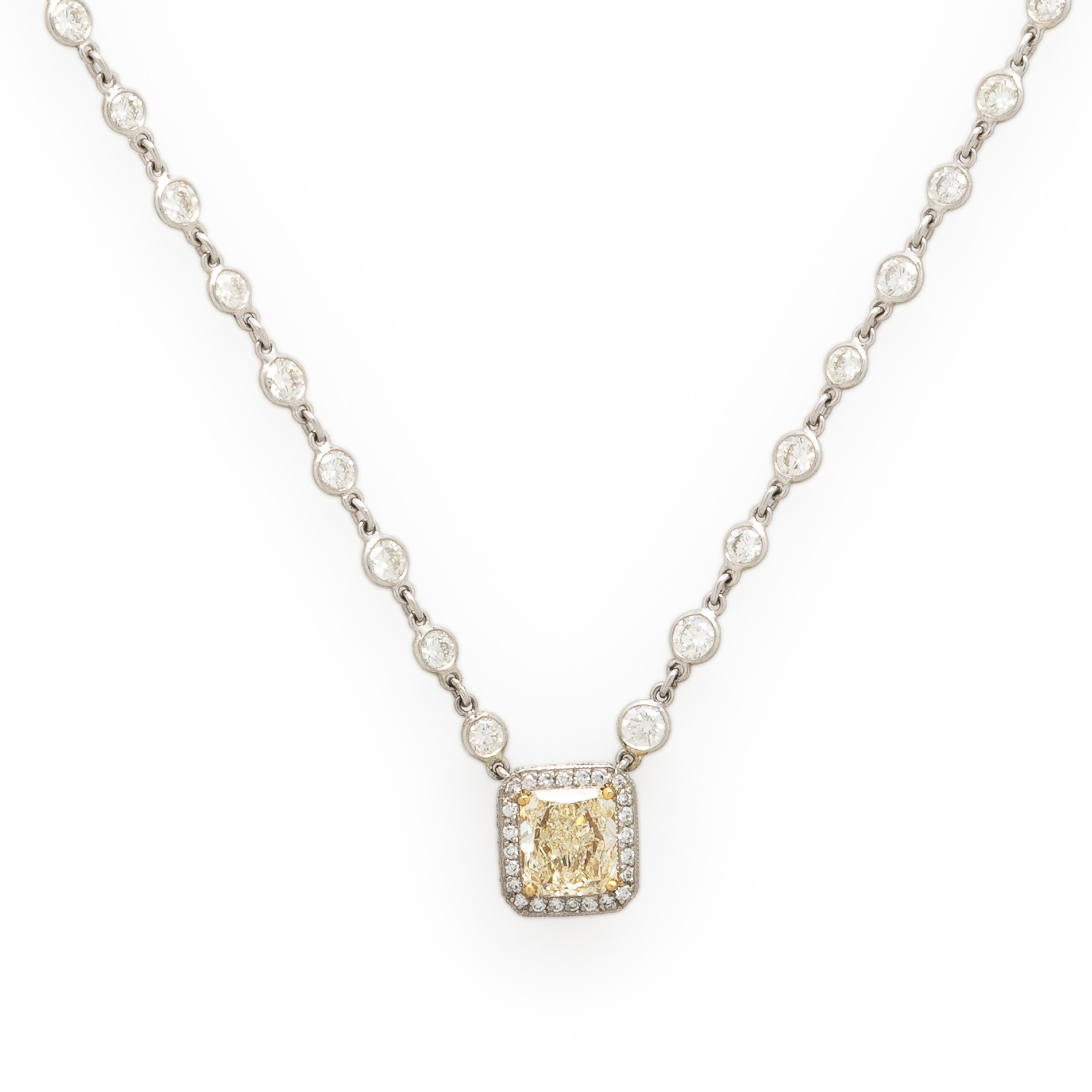 Yellow Diamond and Diamond Necklace