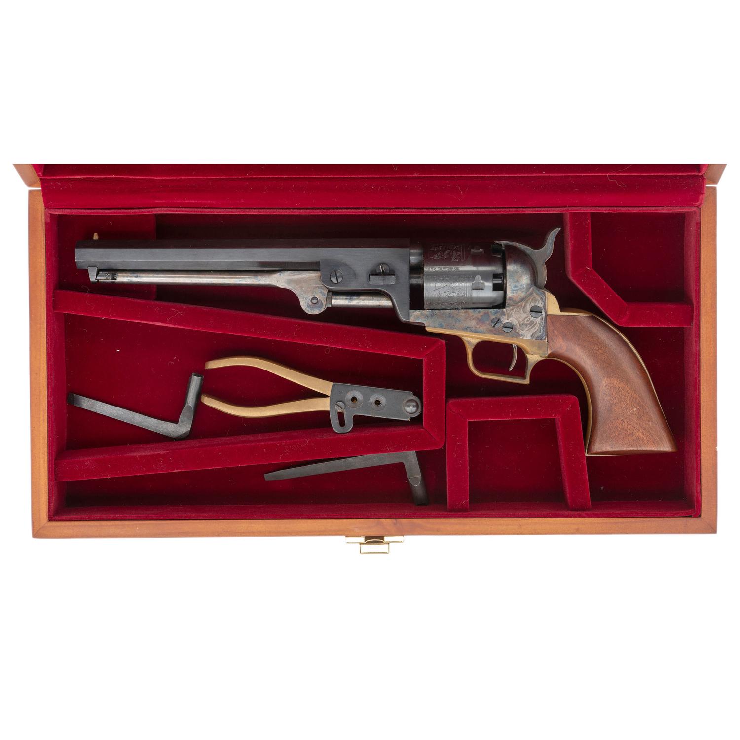 Cased Italian Replica Colt 1851 Navy Percussion Revolver with Accessories