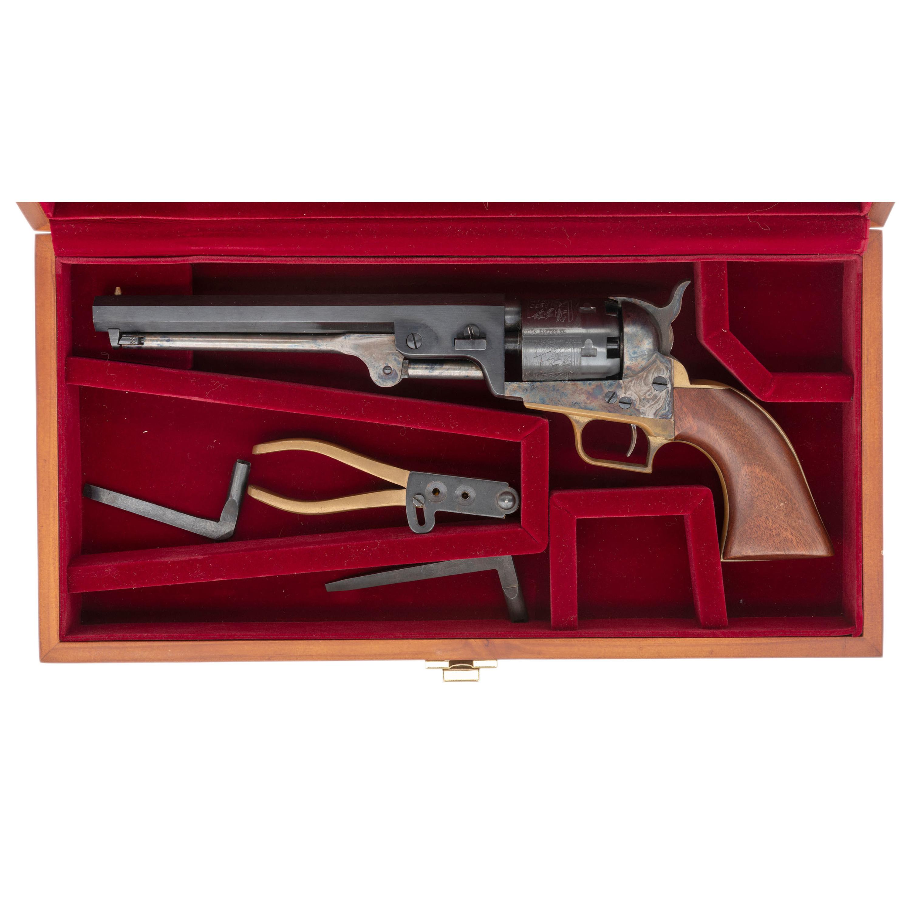 Cased Italian Replica Colt 1851 Navy Percussion Revolver with Accessories