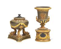 Two Wedgwood Black Basalt and Parcel-Gilt Censers