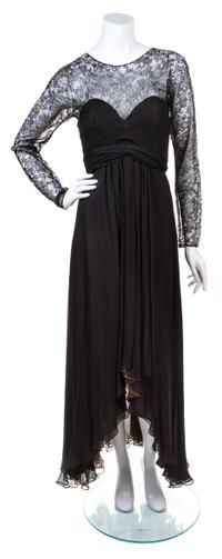 An Oscar de la Renta Black and Brown Lace Gown,