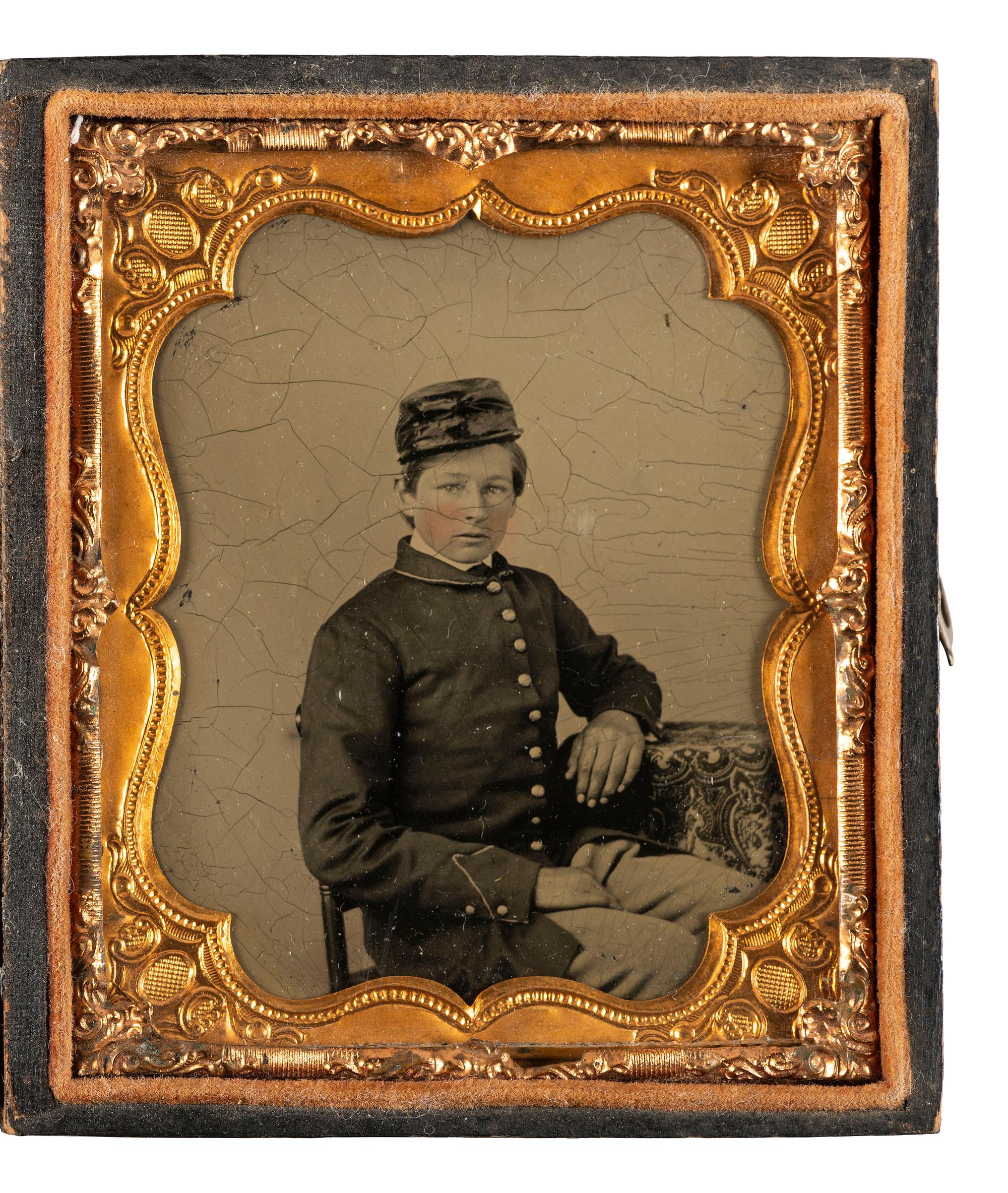[CIVIL WAR]. Sixth plate tintype of Private Alexander LeCompte, Co. F, 1st Eastern Shore Infantry.