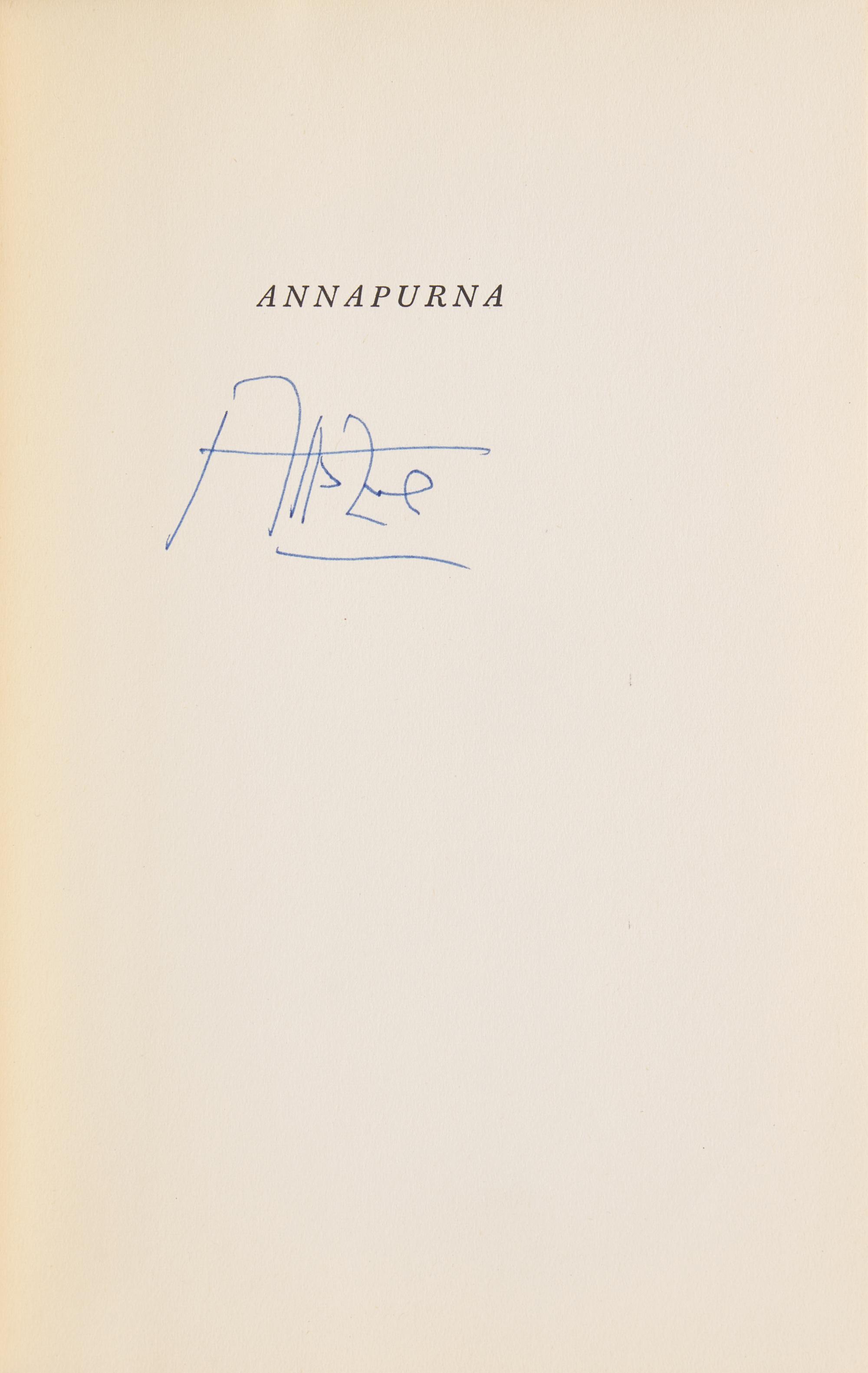 [Mountaineering] Hillary, Sir Edmund, and Maurice Herzog. Pair of Signed Titles