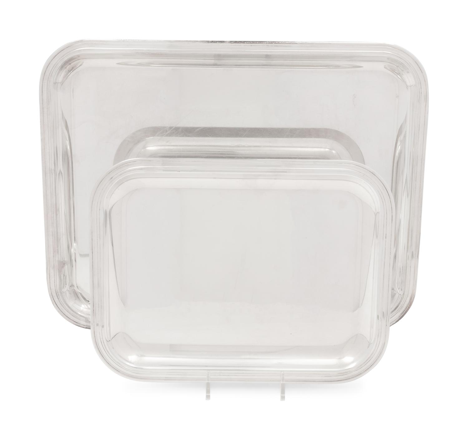 A Group of Two Christofle Silver-Plate Trays