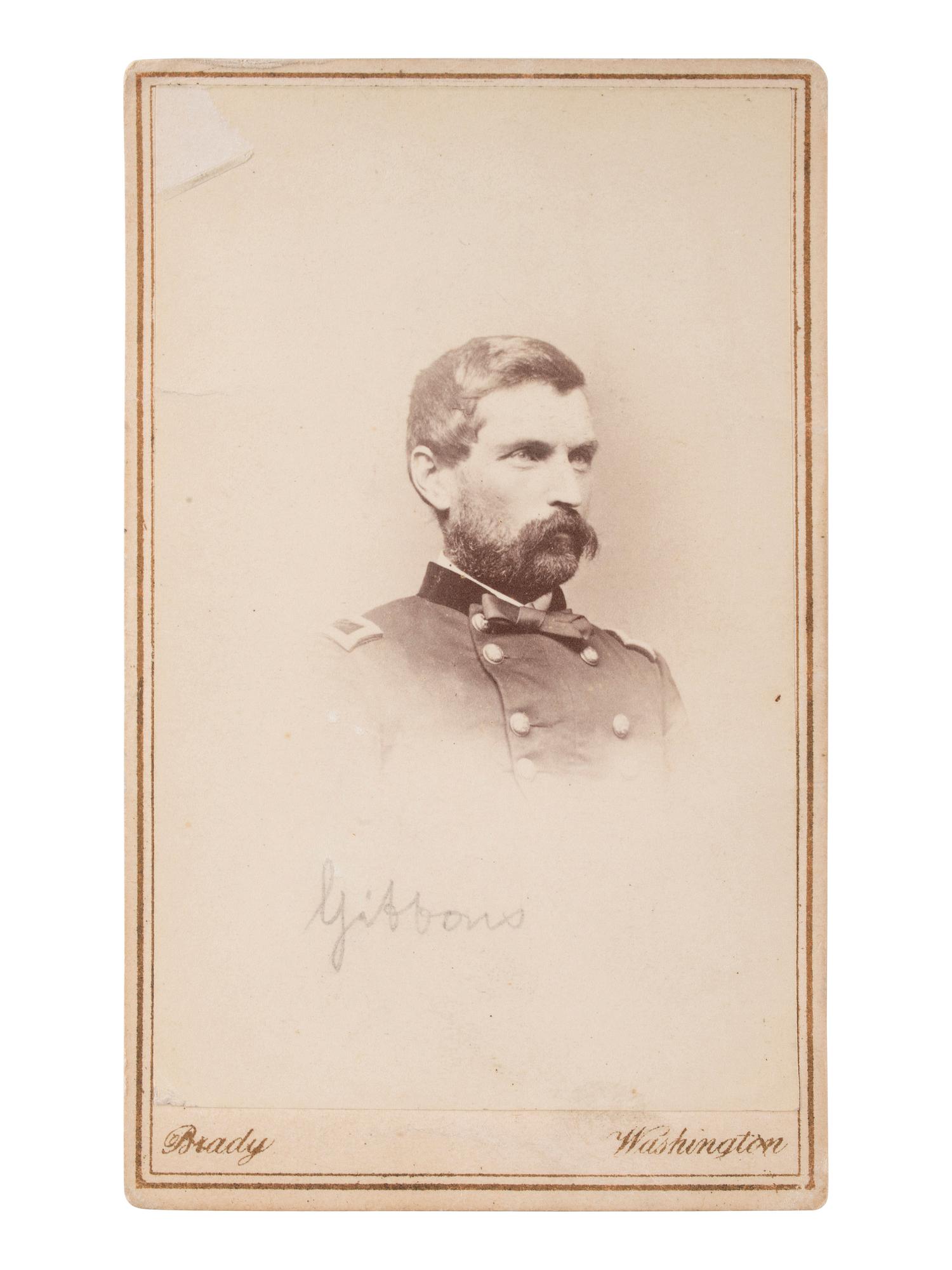 [CIVIL WAR - GETTYSBURG]. BRADY, Mathew (1822-1896), photographer. CDV of General John Gibbon, WIA Fredericksburg and Gettysburg. Washington, DC.