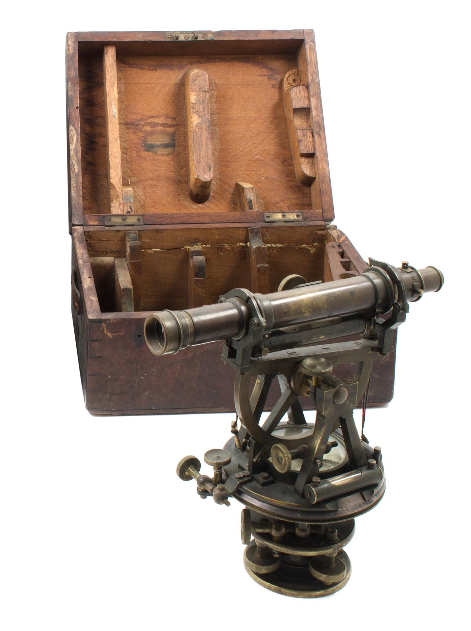 An English Brass Theodolite Length of scope 11 inches. — TROUGHTON & SIMMS, LONDON, 19TH CENTURY