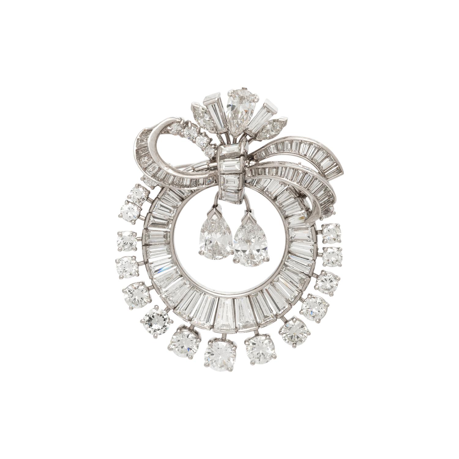 PLATINUM AND DIAMOND BROOCH