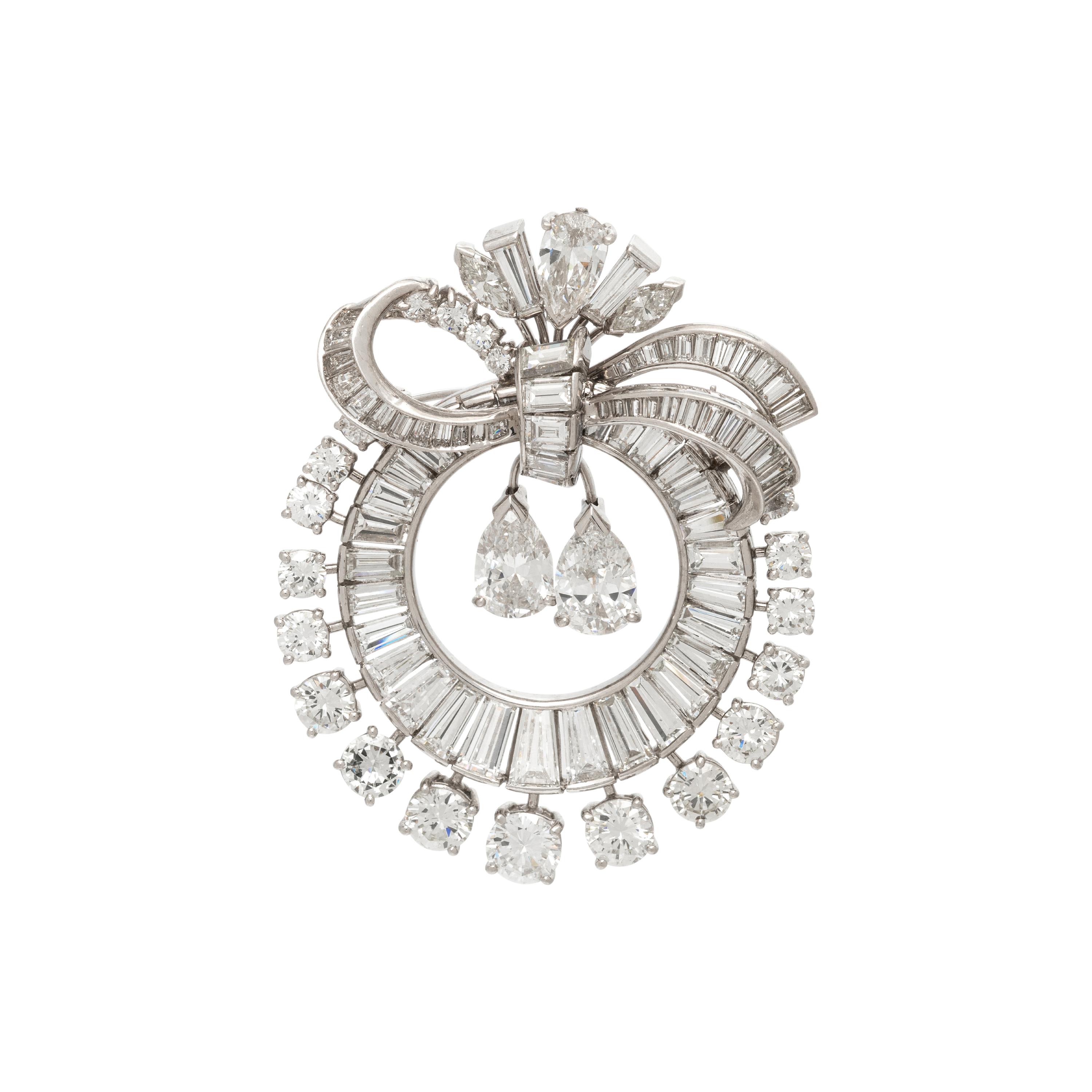 PLATINUM AND DIAMOND BROOCH