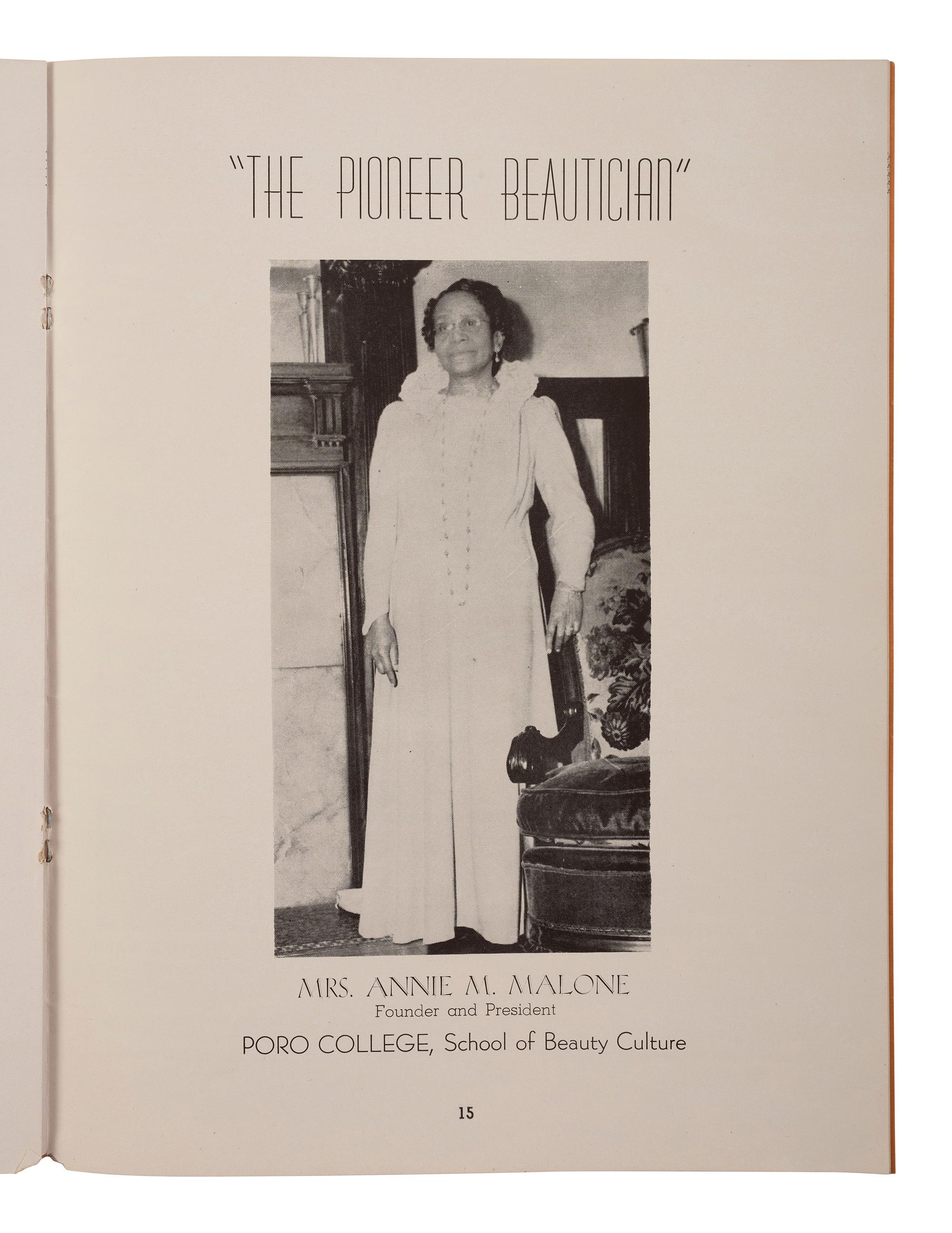 [EDUCATION - MALONE, ANNIE M. (1869-1957)]. 2 items related to Poro College, Chicago, IL.