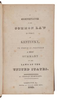 [KENTUCKY--JURISPRUDENCE]. A group of 4 works, comprising: