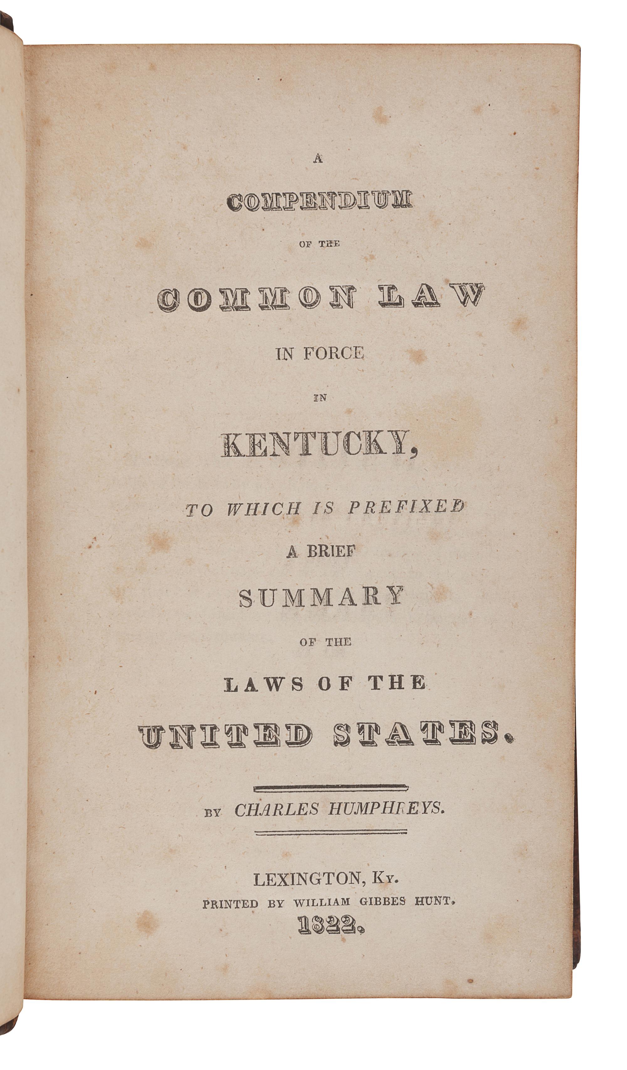 [KENTUCKY--JURISPRUDENCE]. A group of 4 works, comprising: