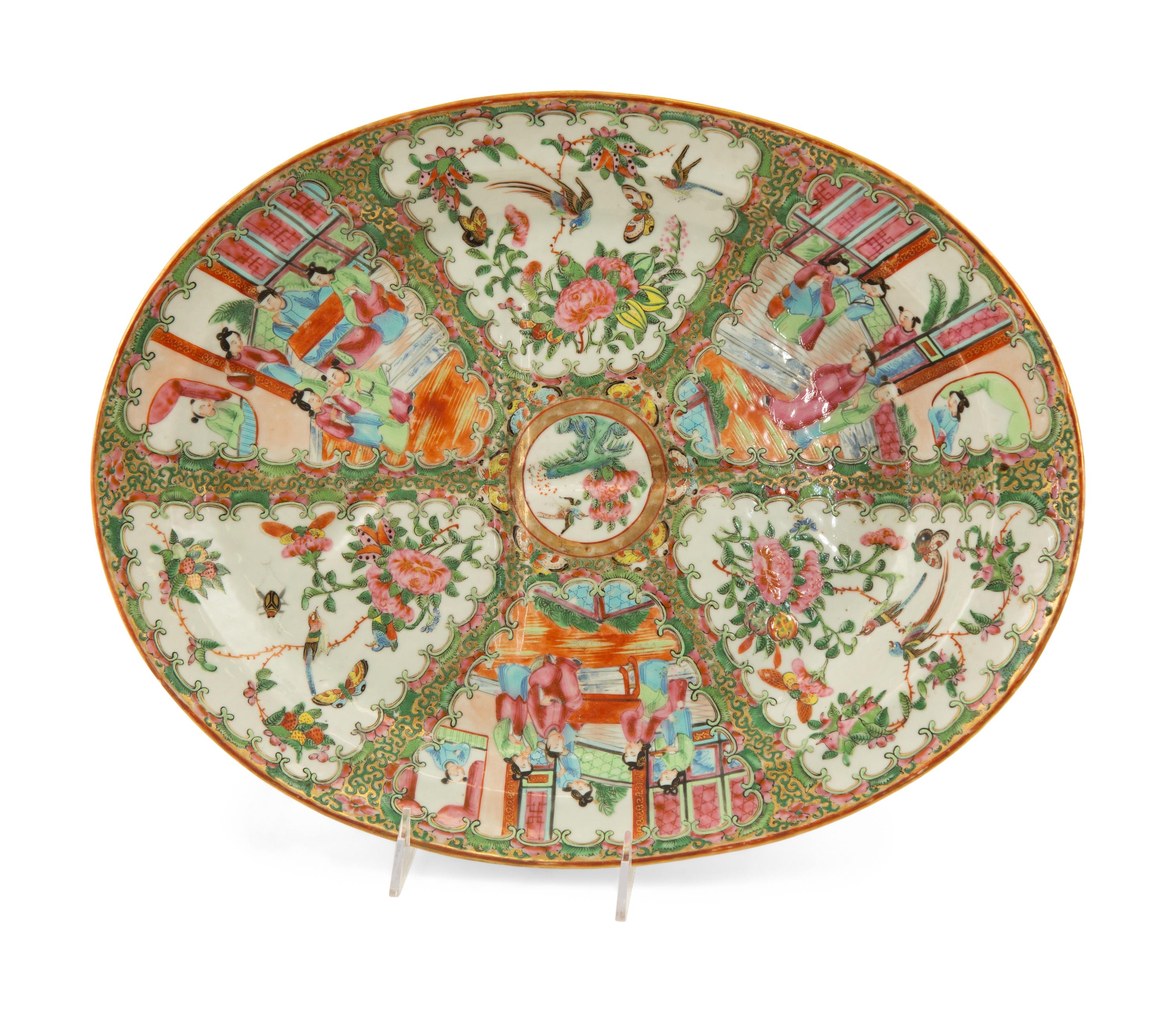 A Chinese Rose Medallion Porcelain Meat Platter
