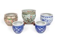 Five Chinese Porcelain Jardinières