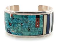 Silver Cuff with Mosaic Inlay