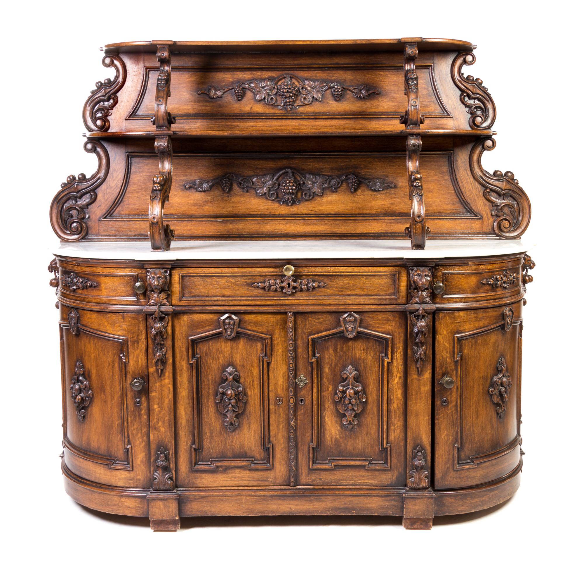 A Victorian Oak Sideboard Height 66 x width 73 x depth 73 inches. — MANNER OF ALEXANDER ROUX, SECOND HALF 19TH CENTURY