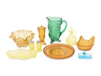 A Large Collection of Indiana Tumbler and Goblet Company Colored Glass Articles
