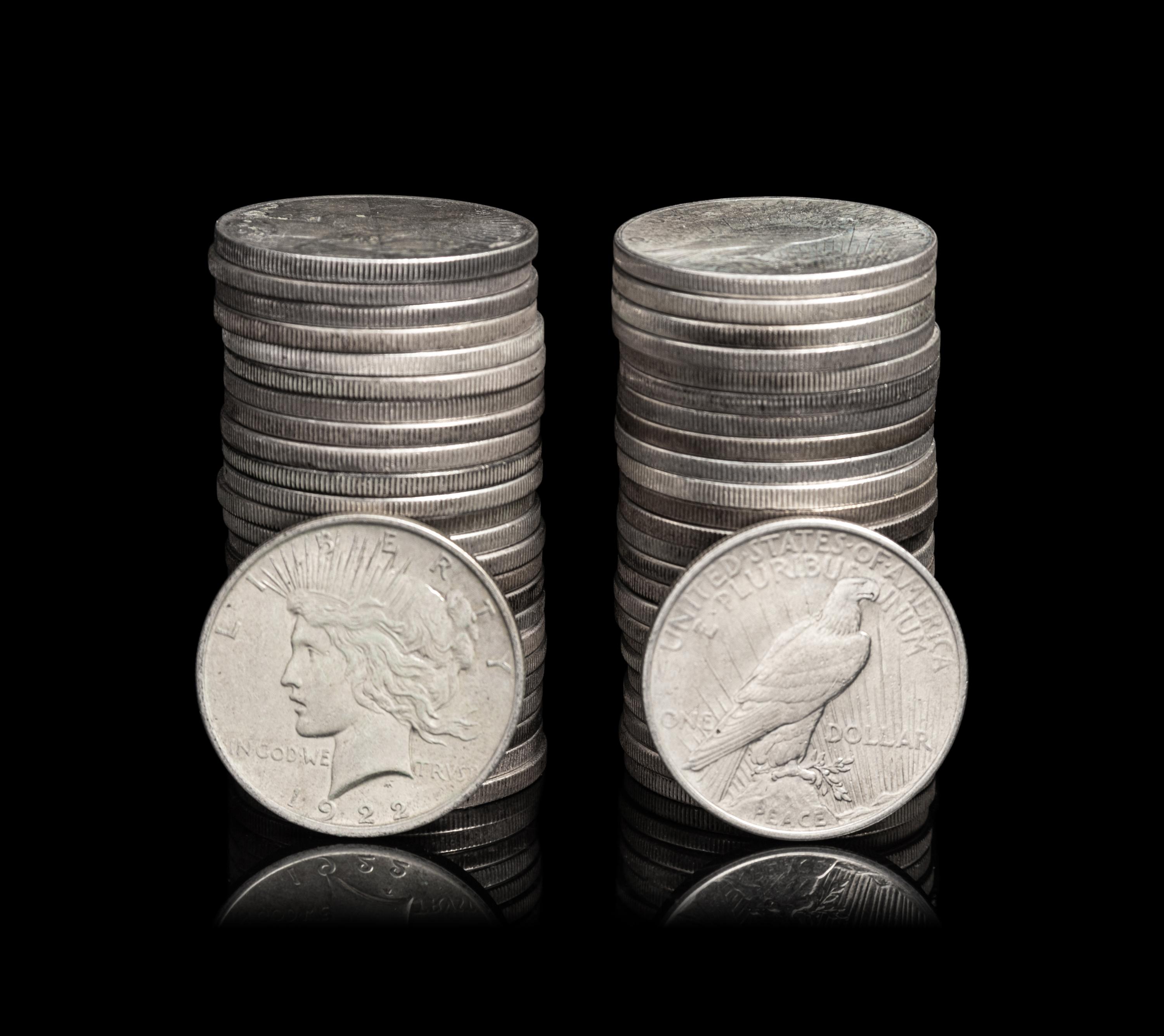 Fifty 1922 Peace $1 Coins