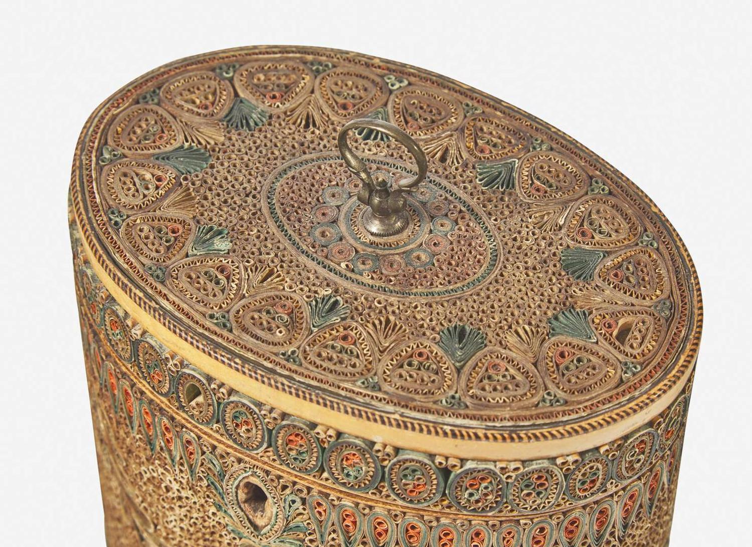 A George III rolled paper tea caddy, circa 1790