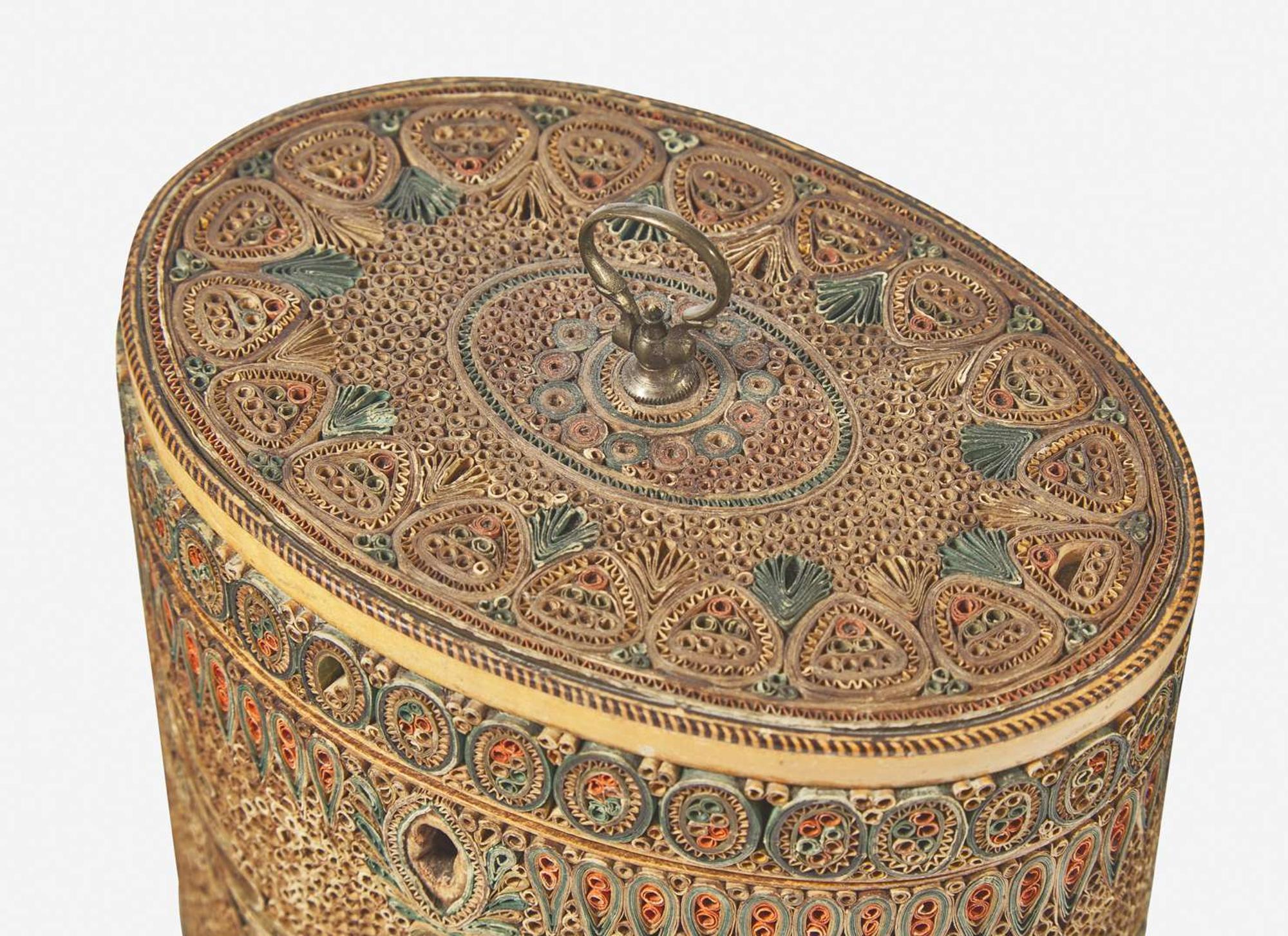 A George III rolled paper tea caddy, circa 1790