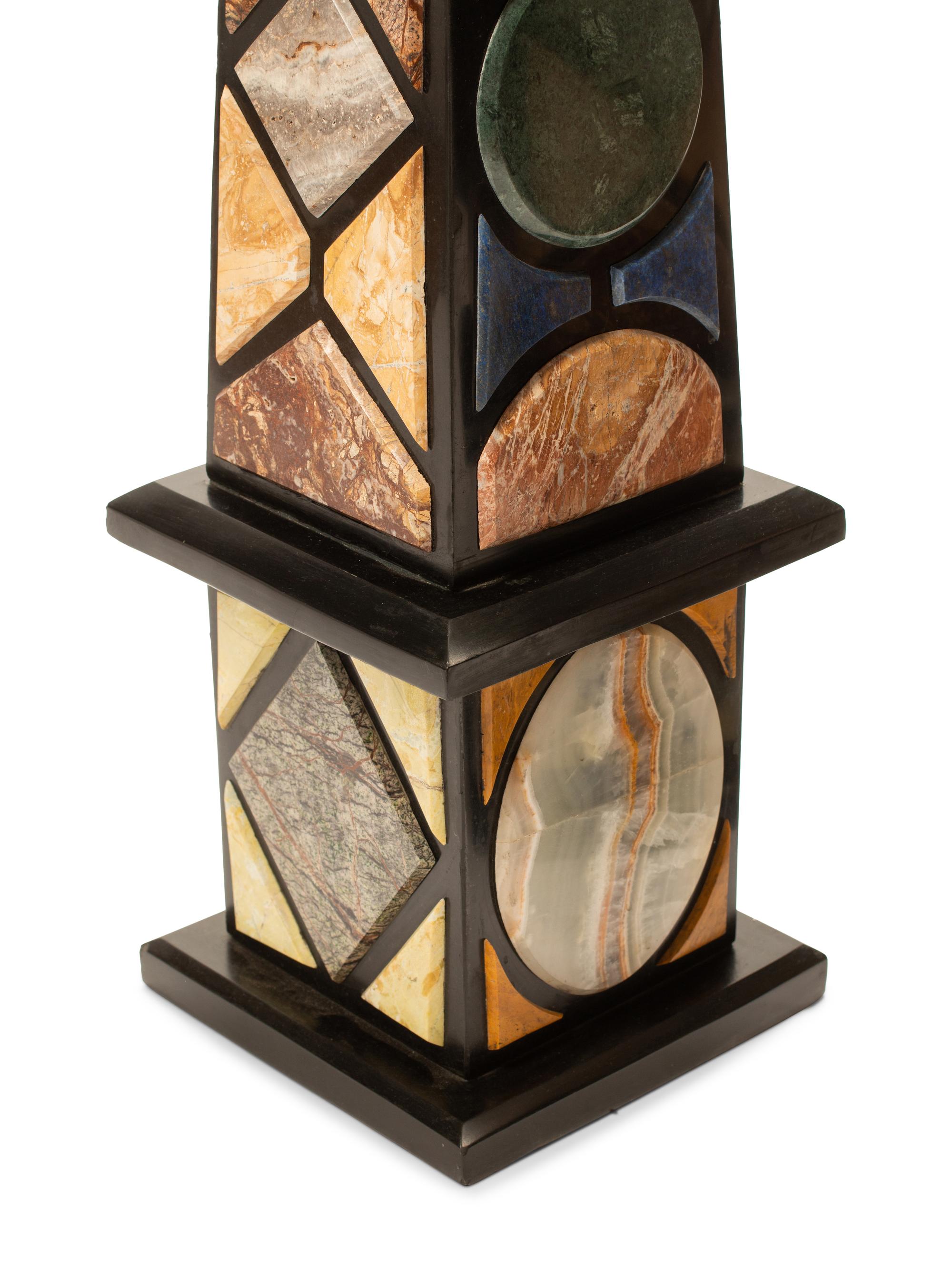 A Pair of Grand Tour Style Specimen Marble Obelisks
