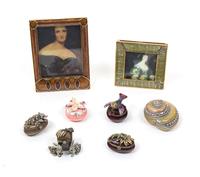 Seven Enameled and Jeweled Items, Jay Strongwater Dimensions of largest frame 4 1/4 x 3 inches.