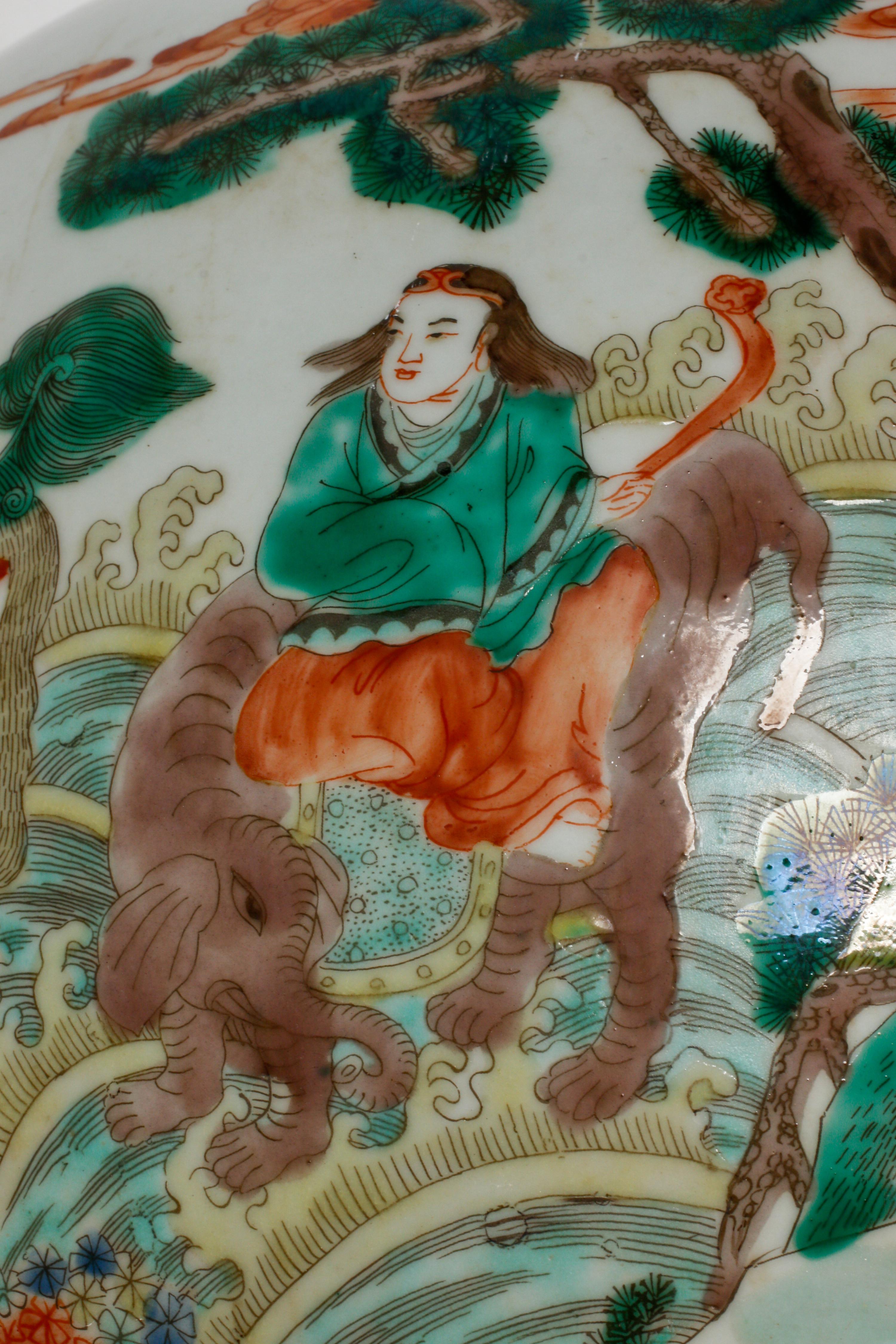 A Pair of Chinese Porcelain and Polychrome Decorated Vases