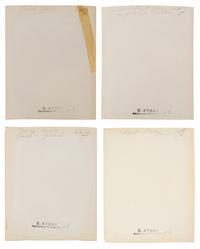A group of four photographs depicting Paris ( Moulin Rouge [86 boulevard de Clichy] ; Passage Moret, ruelle des Gobelins ; Rue des Prêtres Saint-Séverin, au fond rue Boutebrie; Rue des Gobelins)