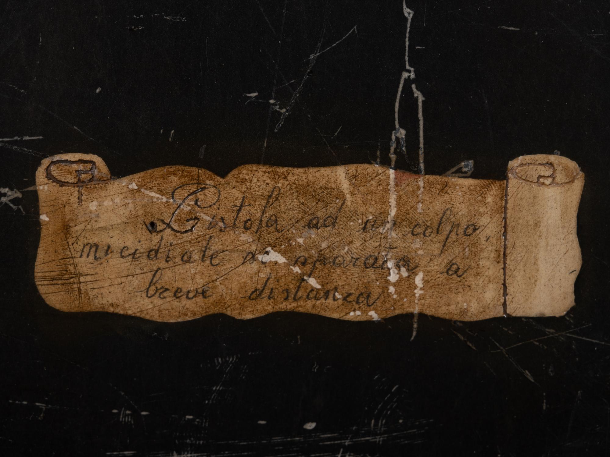 A Pair of Sgraffito Paintings of Pistols