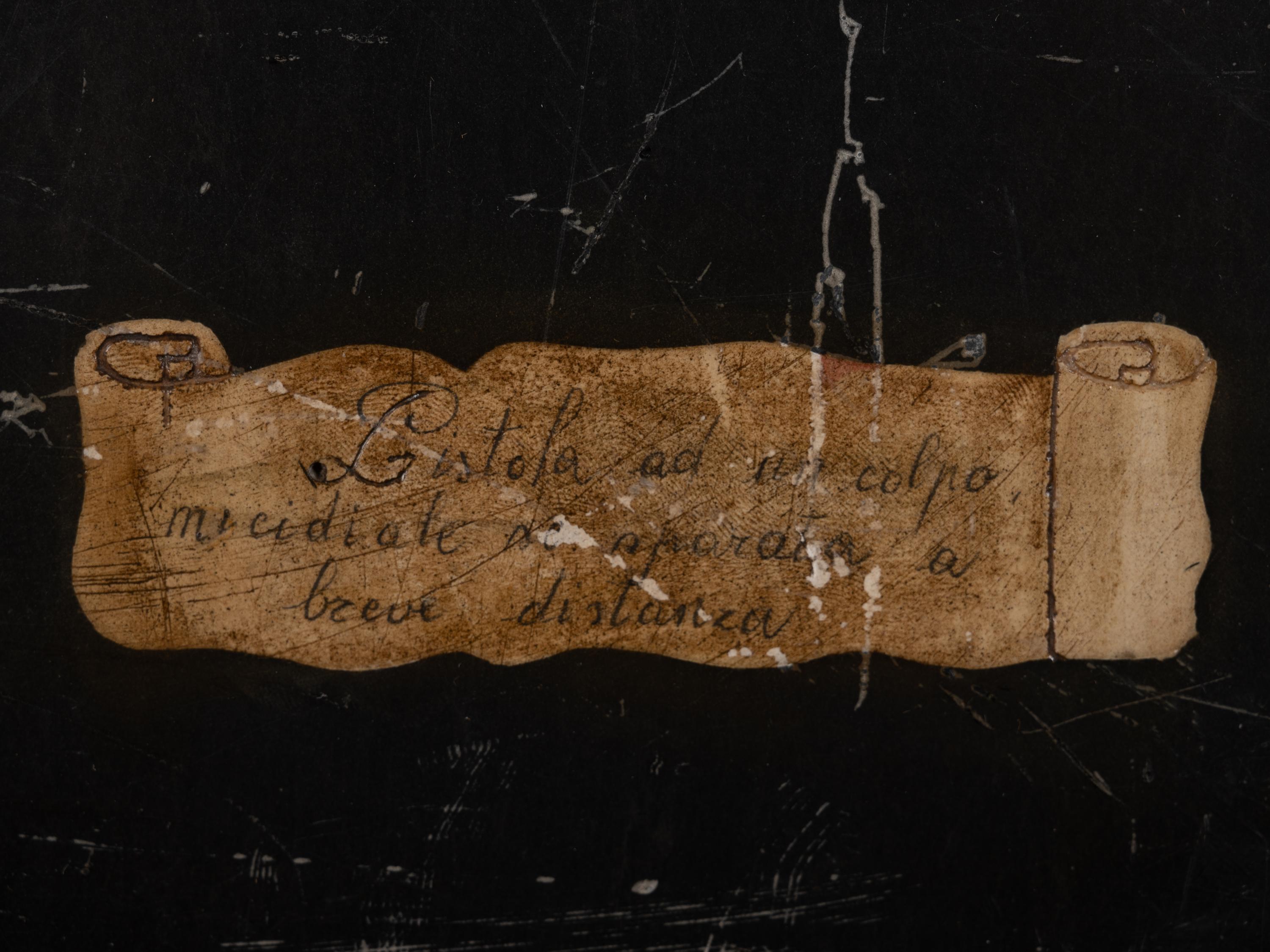 A Pair of Sgraffito Paintings of Pistols