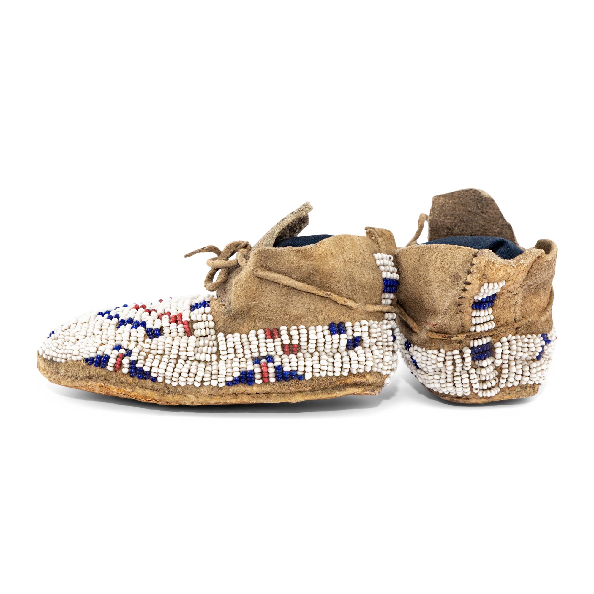 Cheyenne Child's Beaded Hide Moccasins