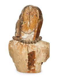 A Continental Carved and Painted Bust of a Saint