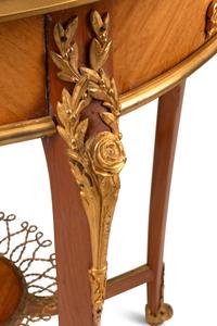 A Louis XV/XVI Transitional Style Gilt Bronze Mounted Parquetry Side Table