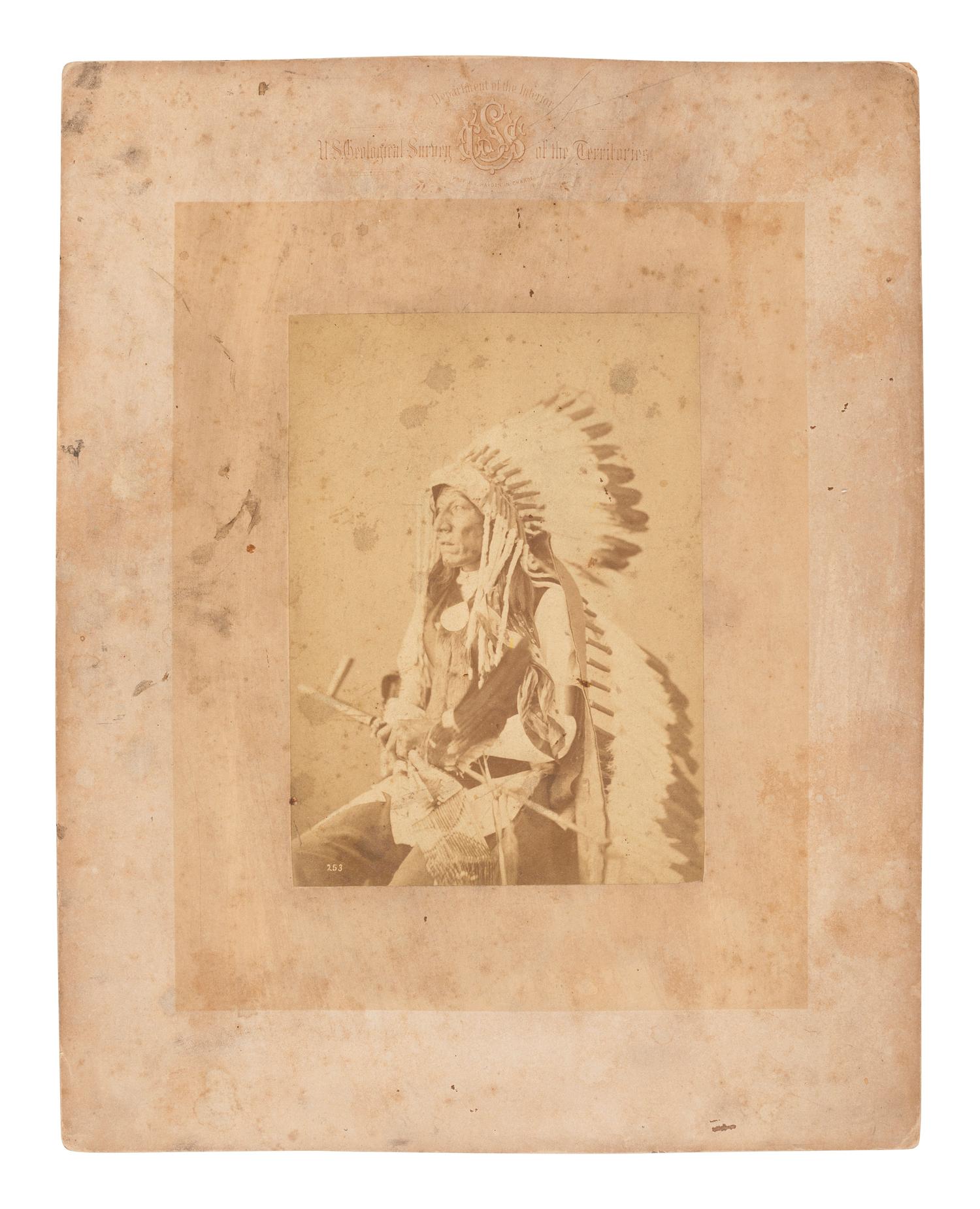 [NATIVE AMERICANS]. [GARDNER, photog.] Blackfoot Sioux Chief. Hayden Geological Survey, [ca 1870s].