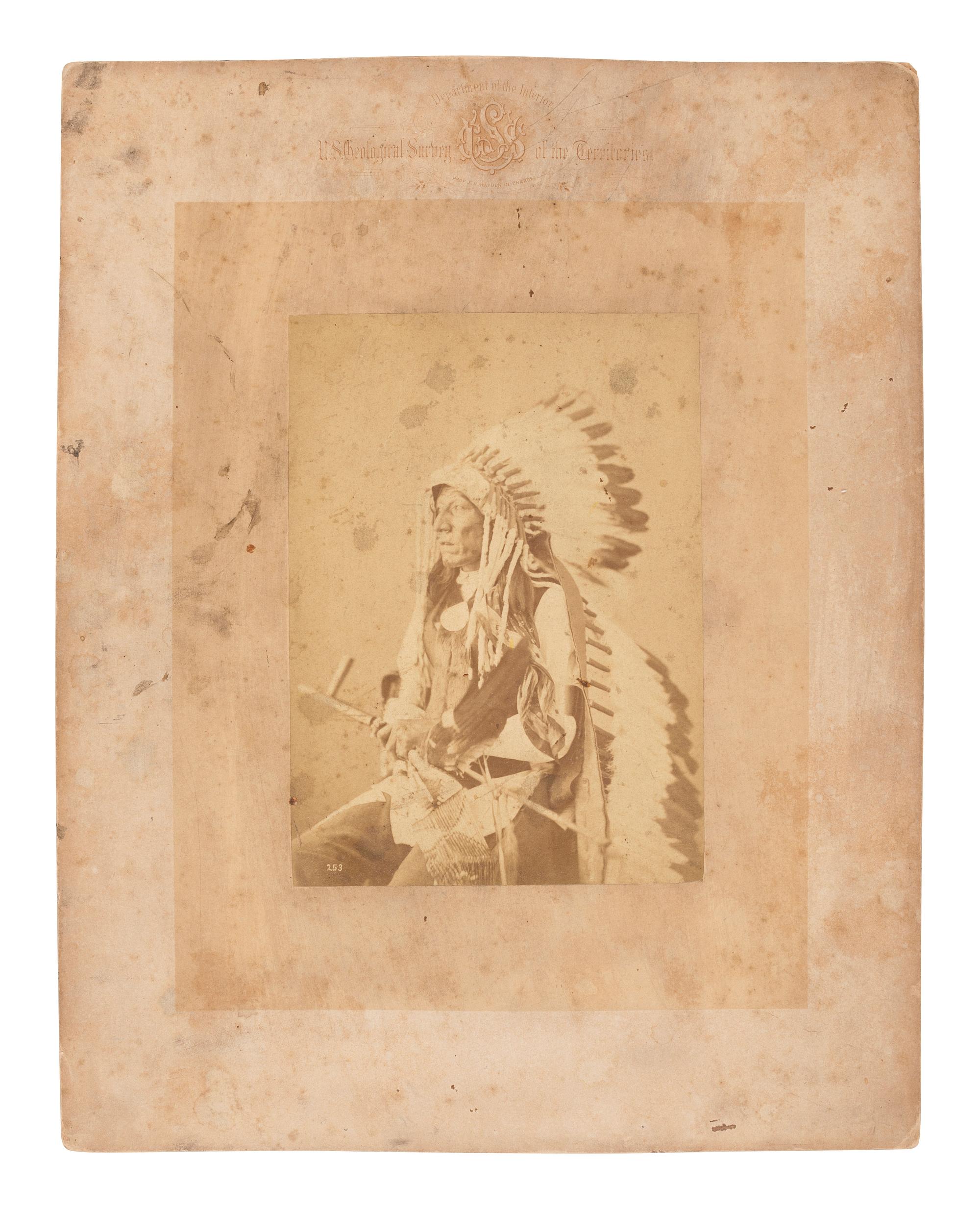 [NATIVE AMERICANS]. [GARDNER, photog.] Blackfoot Sioux Chief. Hayden Geological Survey, [ca 1870s].