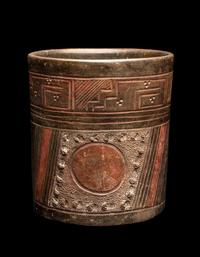 Two Maya Polychrome and Incised Vessels