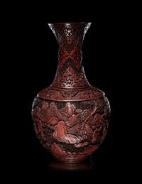 A Chinese Cinnabar Lacquer Bottle Vase