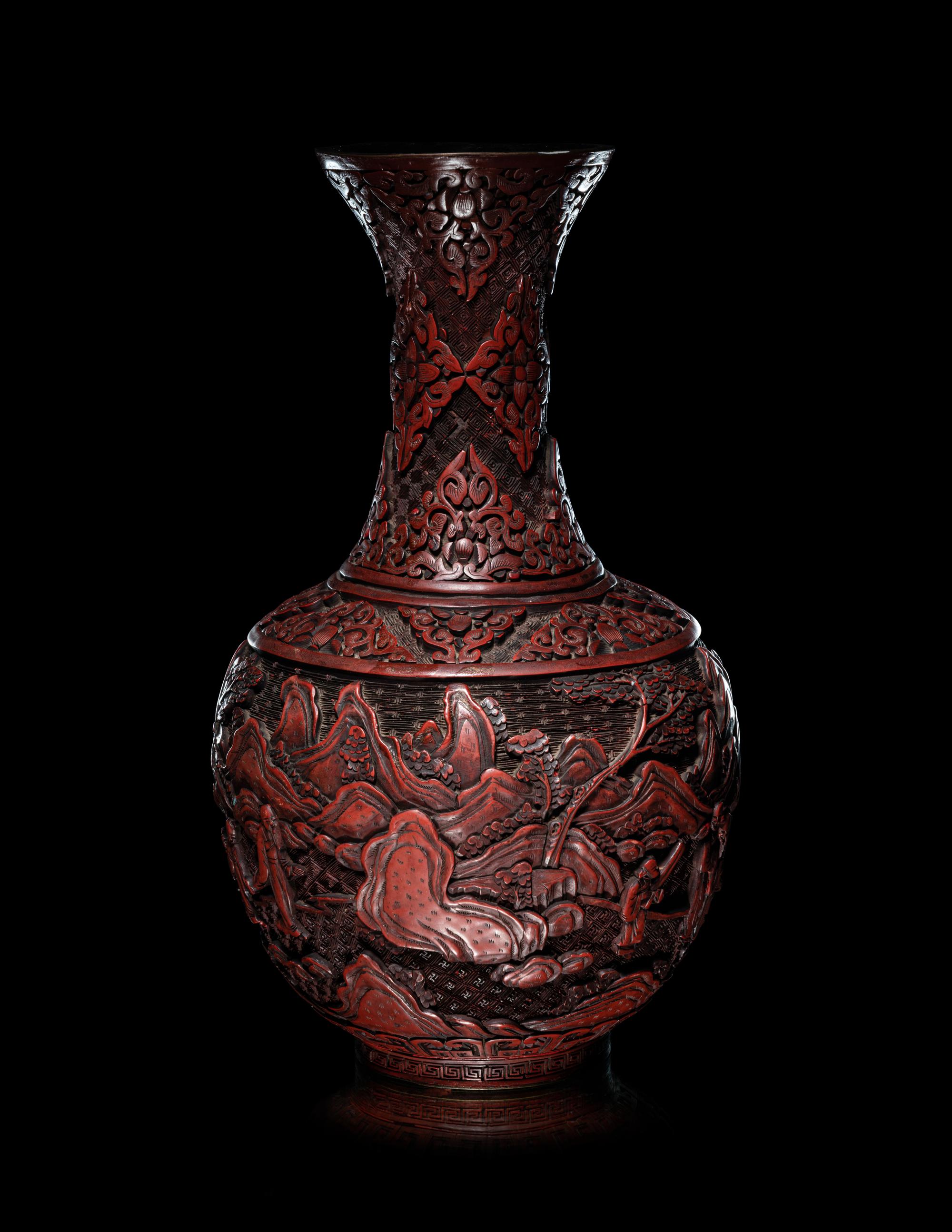 A Chinese Cinnabar Lacquer Bottle Vase