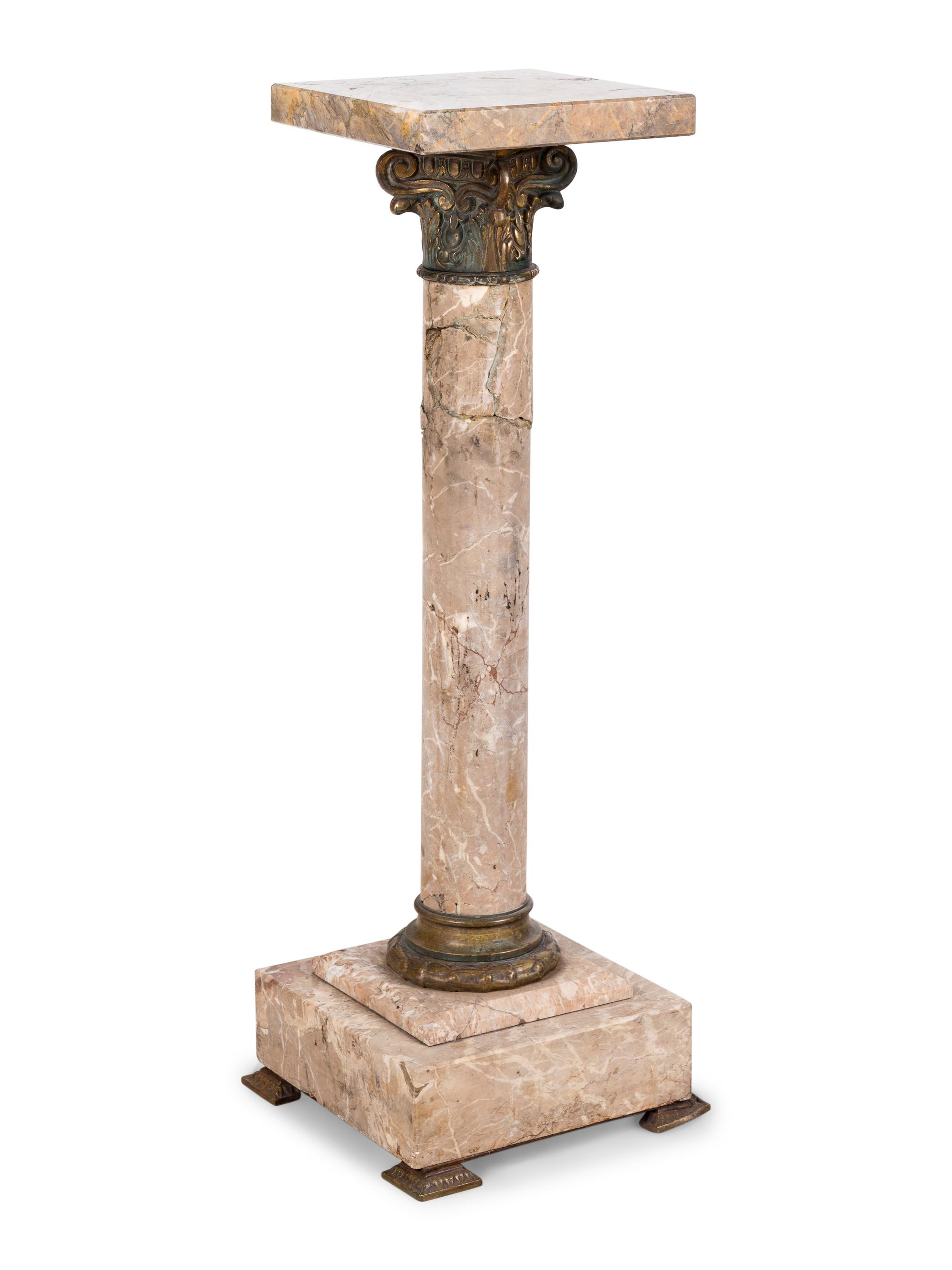 A Continental Gilt Bronze Mounted Marble Pedestal