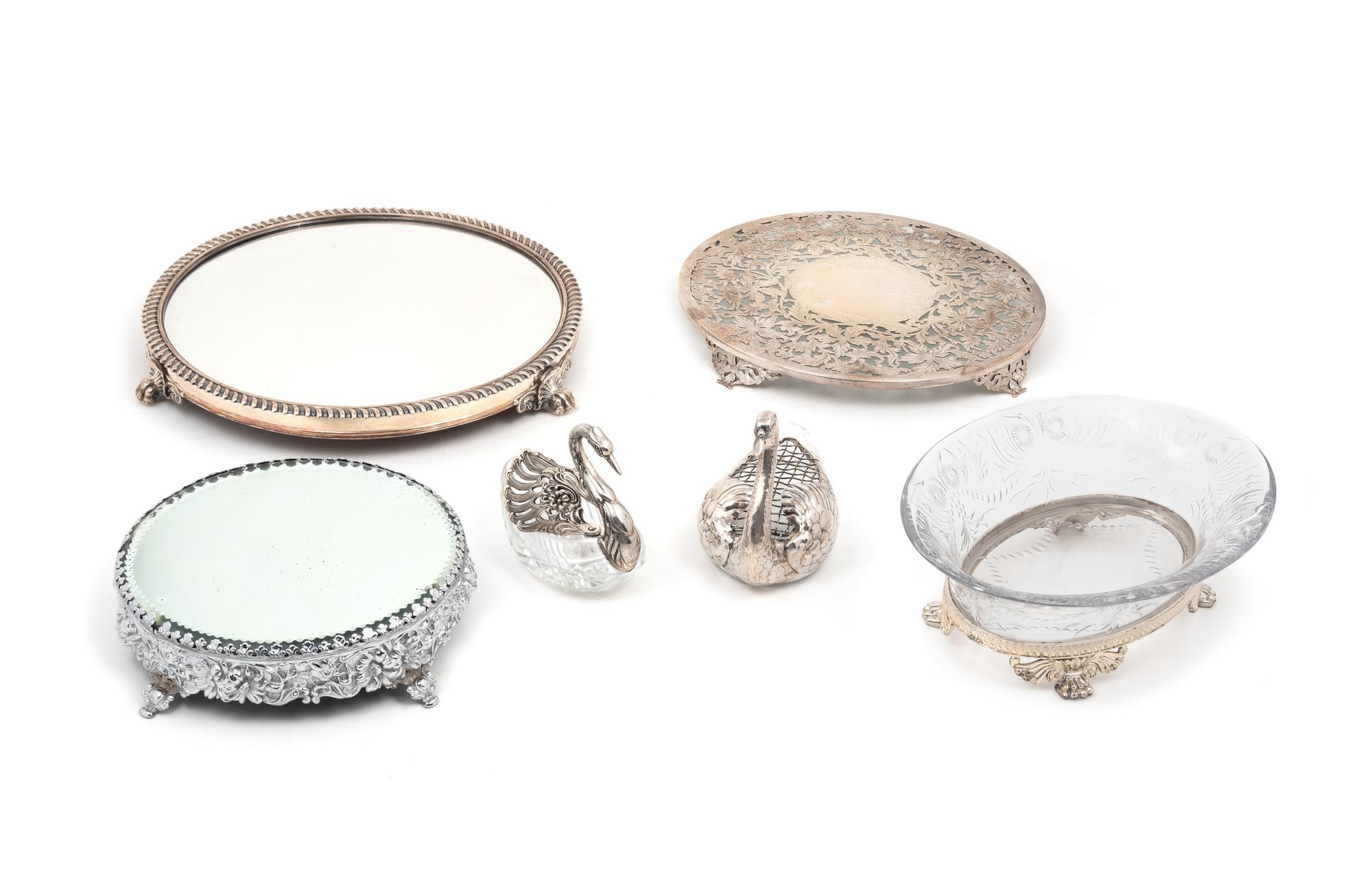 A Group of Silver and Silver-Plate Mounted Articles