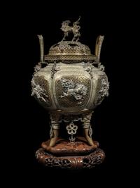 A Fine and Large Brass Covered Incense Burner