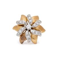 DIAMOND, YELLOW GOLD, AND PLATINUM BROOCH
