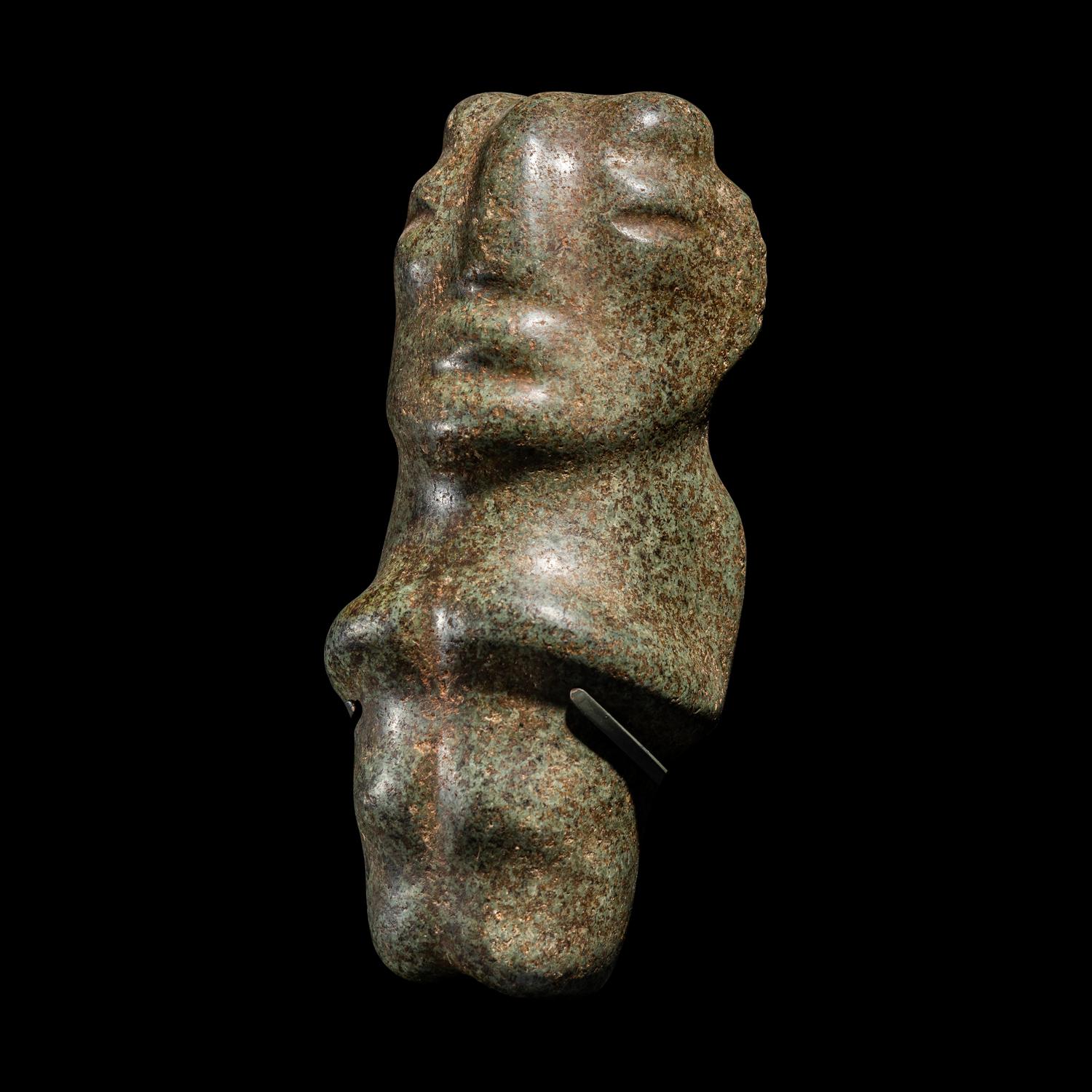A Mezcala Dark Gray Stone Standing Figure