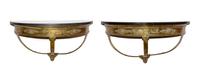 A Pair of Neoclassical Style Brass and Marble Consoles Width 31 inches. — EARLY 20TH CENTURY