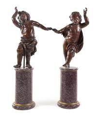 A Pair of Italian Carved Oak Figures Height of taller 54 1/4 inches. — 18TH/19TH CENTURY