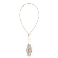 Diamond, Platinum, and Bicolor Gold Necklace