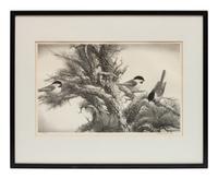 A group of five prints ( Memory , 1971; Four Chickadees , 1956; Little Friends , 1972; Red-Winged Black Birds , 1946; The Matriarch, Owl )