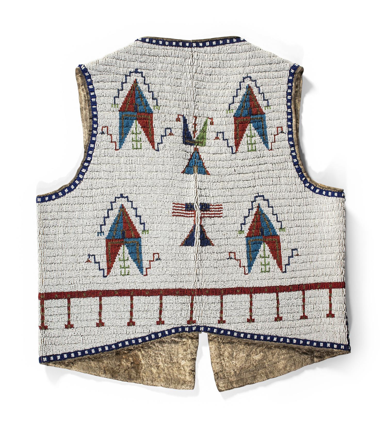 Sioux Beaded Hide Vest, with American Flags
