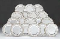 Set of eighteen sterling silver plates tiffany & co., new york, ny, 1891-1902