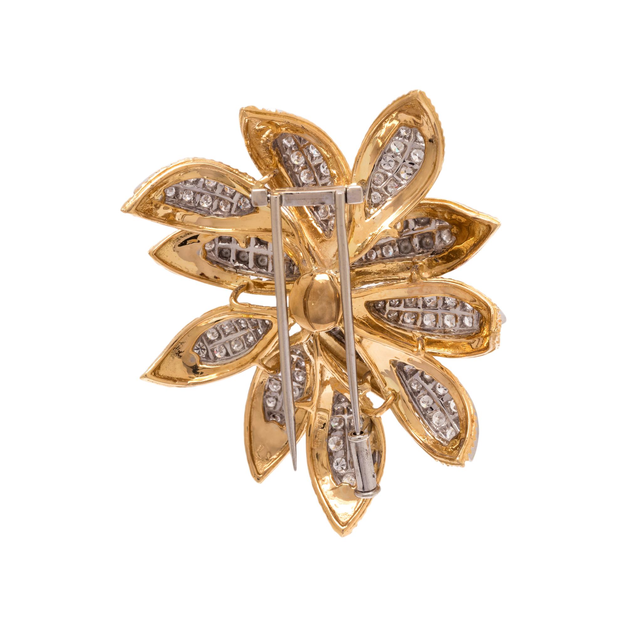 BICOLOR GOLD AND DIAMOND BROOCH