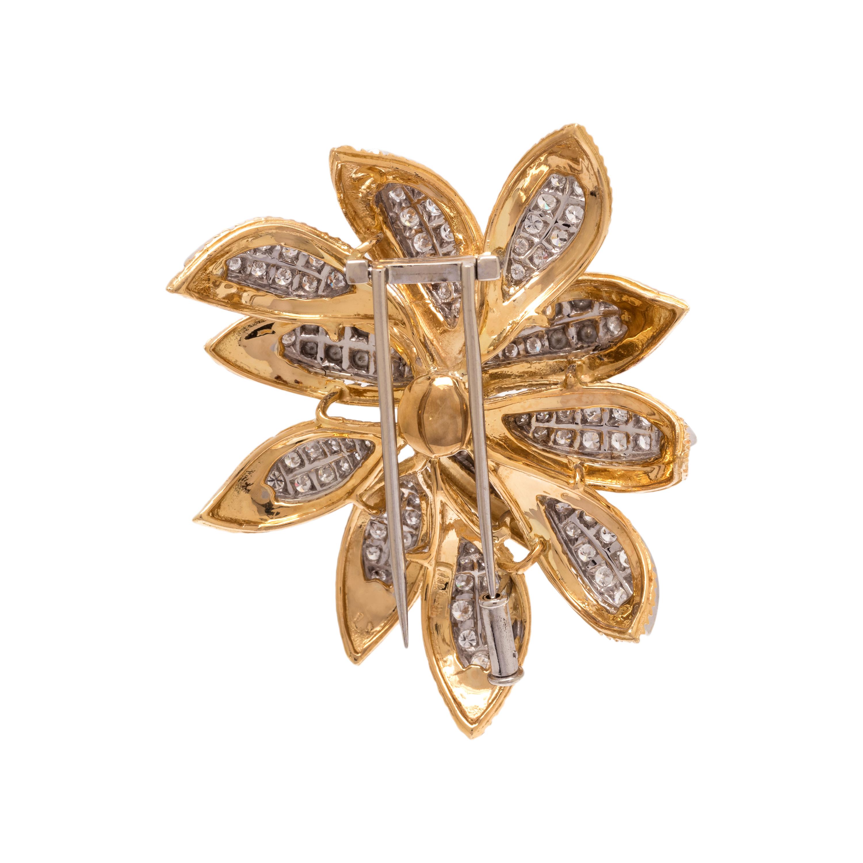 BICOLOR GOLD AND DIAMOND BROOCH